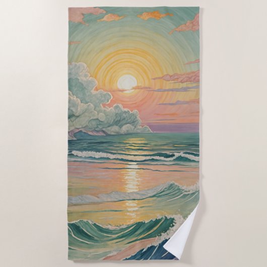 Serene Sunset on the Waves Strandtuch (Vorderseite)