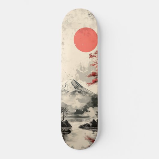 Serene Sunset Over Mount Fuji Skateboard (Vorderseite)