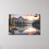 Serene Sunset Over Mountain Lake Canvas Print Leinwanddruck (Vorderseite)