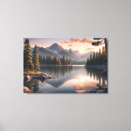 Serene Sunset Over Mountain Lake Canvas Print Leinwanddruck (Vorderseite)