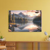 Serene Sunset Over Mountain Lake Canvas Print Leinwanddruck (Insitu (Wohnzimmer))