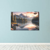 Serene Sunset Over Mountain Lake Canvas Print Leinwanddruck (Insitu (Holzboden))