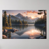 Serene Sunset Over Mountain Lake Poster (Vorne)