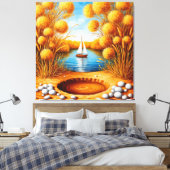 Serene Sunset Over the Lake with Sailboat Leinwanddruck (Insitu (Schlafzimmer))