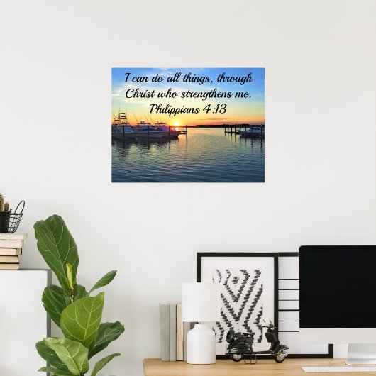 SERENE SUNSET PHILIPPIANS 4:13 SCRIPTURE POSTER (Heimbüro)