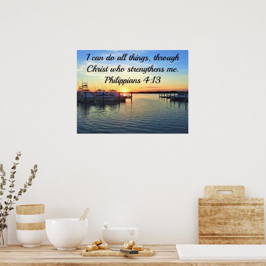 SERENE SUNSET PHILIPPIANS 4:13 SCRIPTURE POSTER (Küche)