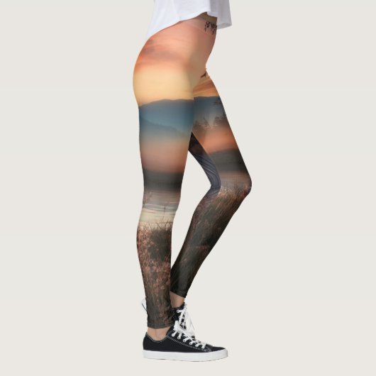Serene Sunset Print High Waisted Leggings - Natur (Rechts)