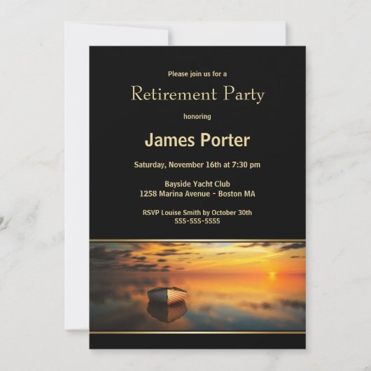 Serene Sunset Retirement Party Einladung (Vorderseite)