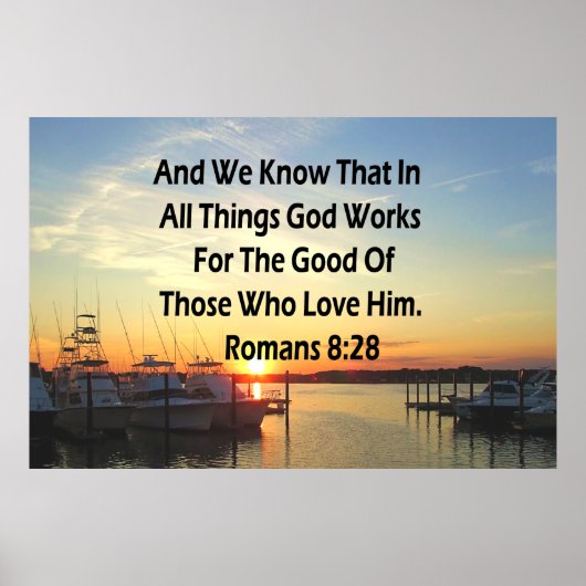 SERENE SUNSET ROMANS 8:28 BIBLE VERSE POSTER (Vorne)