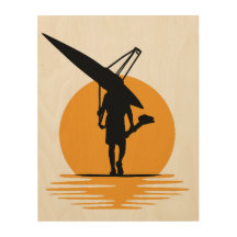 Serene Sunset Rowing:Minimalistische Oarsman-Silho