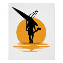 Serene Sunset Rowing:Minimalistische Oarsman-Silho