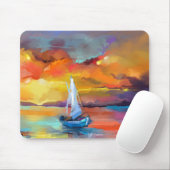 Serene Sunset Sailboat Art Mousepad (Mit Mouse)