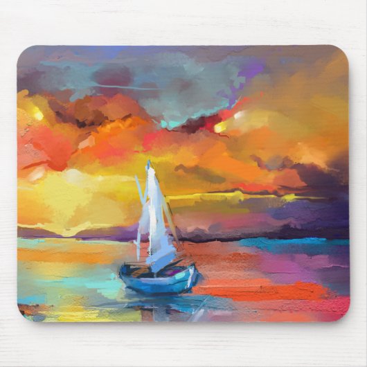 Serene Sunset Sailboat Art Mousepad (Vorne)