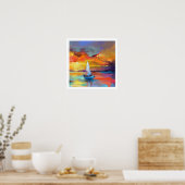 Serene Sunset Sailboat Art Poster (Küche)