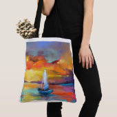 Serene Sunset Sailboat Art Tasche (Von Nahem)