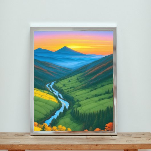 Serene Sunset über einem Windfluss Fotodruck