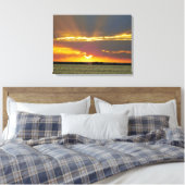 Serene Sunset Wrapped Canvas Print Leinwanddruck (Insitu (Schlafzimmer))