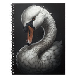 "Serene Swan" Floral Art Spiral Notebook Notizblock