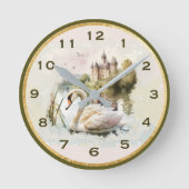 Serene Swan Scene Wall Clock Blush Runde Wanduhr (Vorderseite)