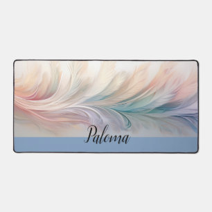Serene Sweep: Pastel Feather Array Schreibtischunterlage