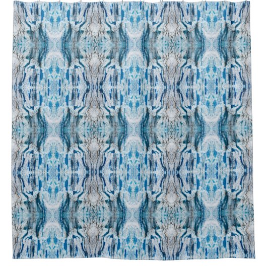 Serene symmetric ice blue L-size abstract pattern Duschvorhang (Vorderseite)