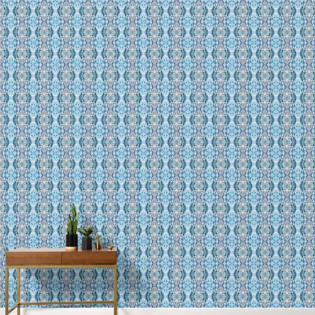 Serene symmetric ice blue S-size abstract pattern Tapete (Korridor)