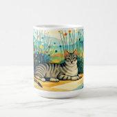 Serene Tabby Cat in Whimsical Wildflower Meadow Kaffeetasse (Mittel)