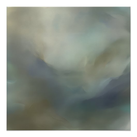Serene Teal Blue Abstract Waves Ethereal Landscape Poster (Vorderseite)