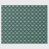 Serene Teal Botanical Leaf Motive Geschenkpapier (Flach)