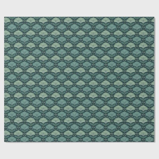 Serene Teal Botanical Leaf Motive Geschenkpapier (Flach)