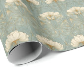 Serene Teal Floral Motive Geschenkpapier (Rolleneckpunkt)