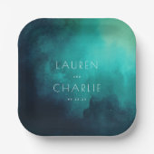 Serene Teal Watercolor Pappteller (Vorderseite)