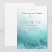 Serene Teal Watercolor Waves Einladung (Vorne/Hinten)