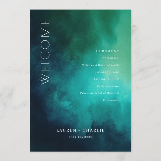 Serene Teal Watercolor Waves Programm (Vorderseite)