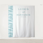 Serene Teal Wave Minimalist Wandteppich (Vorderseite)