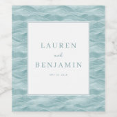 Serene Teal Wave Motive Weinetikett (Einzelnes Label)