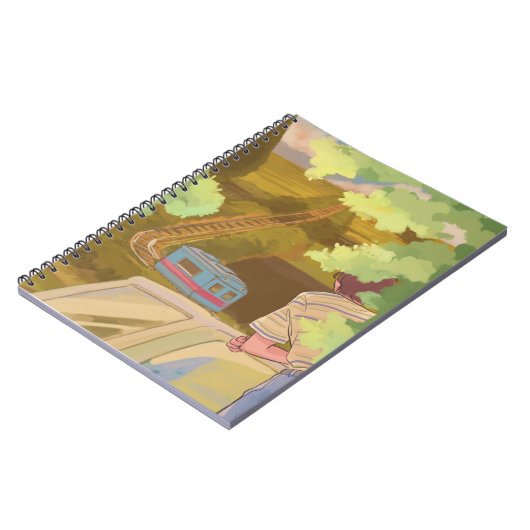 Serene Train Journey Notebook - Ästhetik der 80er Notizblock (Linke Seite)