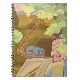 Serene Train Journey Notebook - Ästhetik der 80er Notizblock
