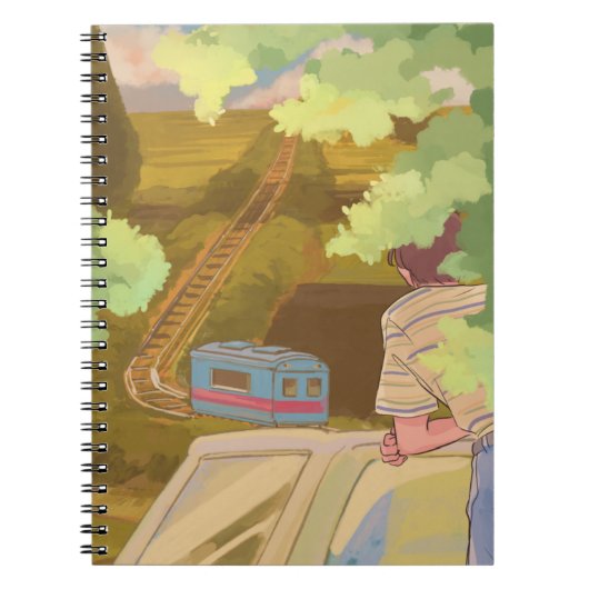 Serene Train Journey Notebook - Ästhetik der 80er Notizblock (Vorderseite)