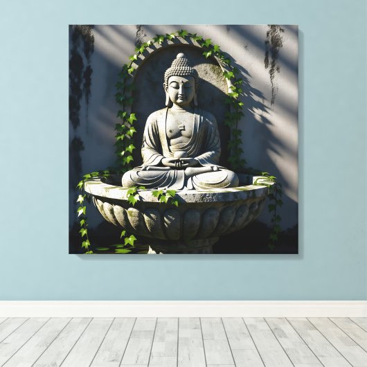 Serene Tranquil Buddha Fountain Leinwanddruck (Insitu (Holzboden))