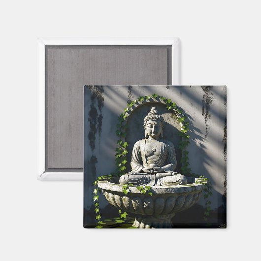 Serene Tranquil Buddha Fountain Magnet (Vorderseite/Rückseite)