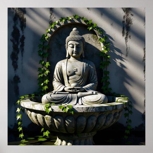 Serene Tranquil Buddha Fountain Poster (Vorne)
