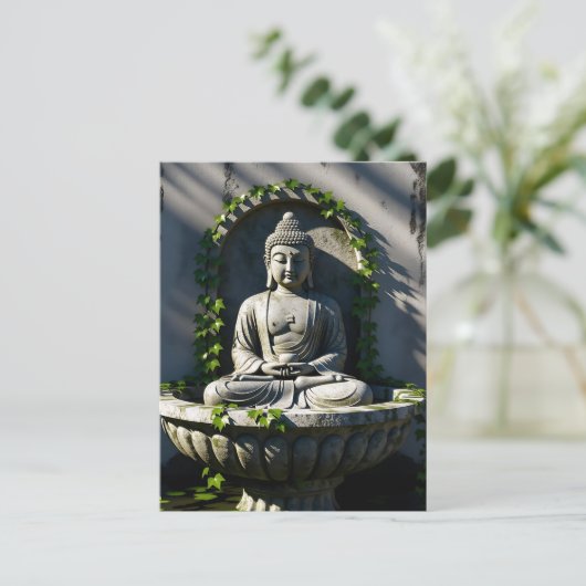Serene Tranquil Buddha Fountain Postkarte (Stehend Vorderseite)
