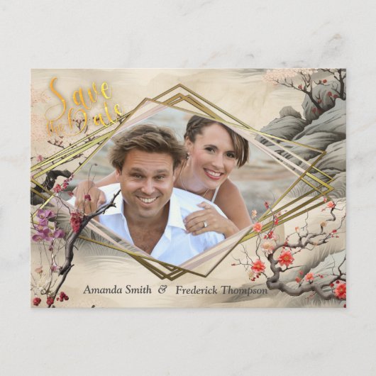 Serene Tranquility Ikebana japanisches Thema Ankündigungspostkarte (Vorderseite)