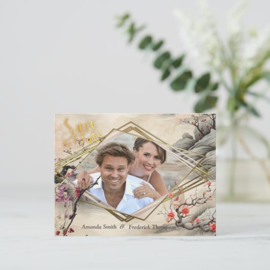 Serene Tranquility Ikebana japanisches Thema Ankündigungspostkarte (Stehend Vorderseite)