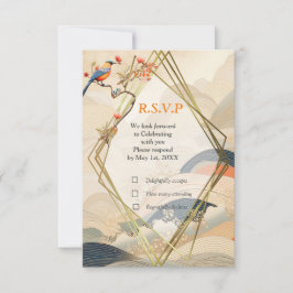 Serene Tranquility Ikebana japanisches Thema RSVP Karte