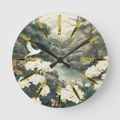 Serene Tranquility japanisches Thema Runde Wanduhr (Vorderseite)