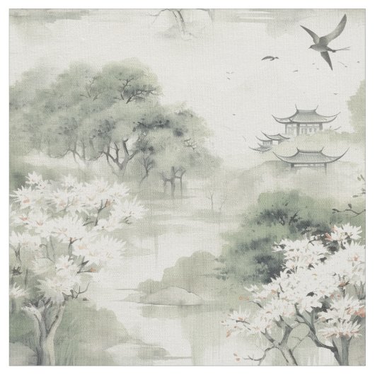 Serene Tranquility japanisches Thema Stoff (Nahaufnahme)