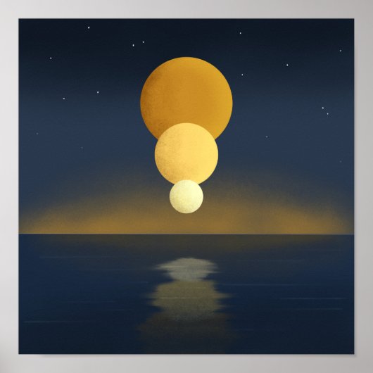 Serene Triple Moon Reflection Poster (Vorne)