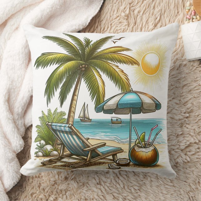 Serene Tropical Beach Large Kissen (Decke)
